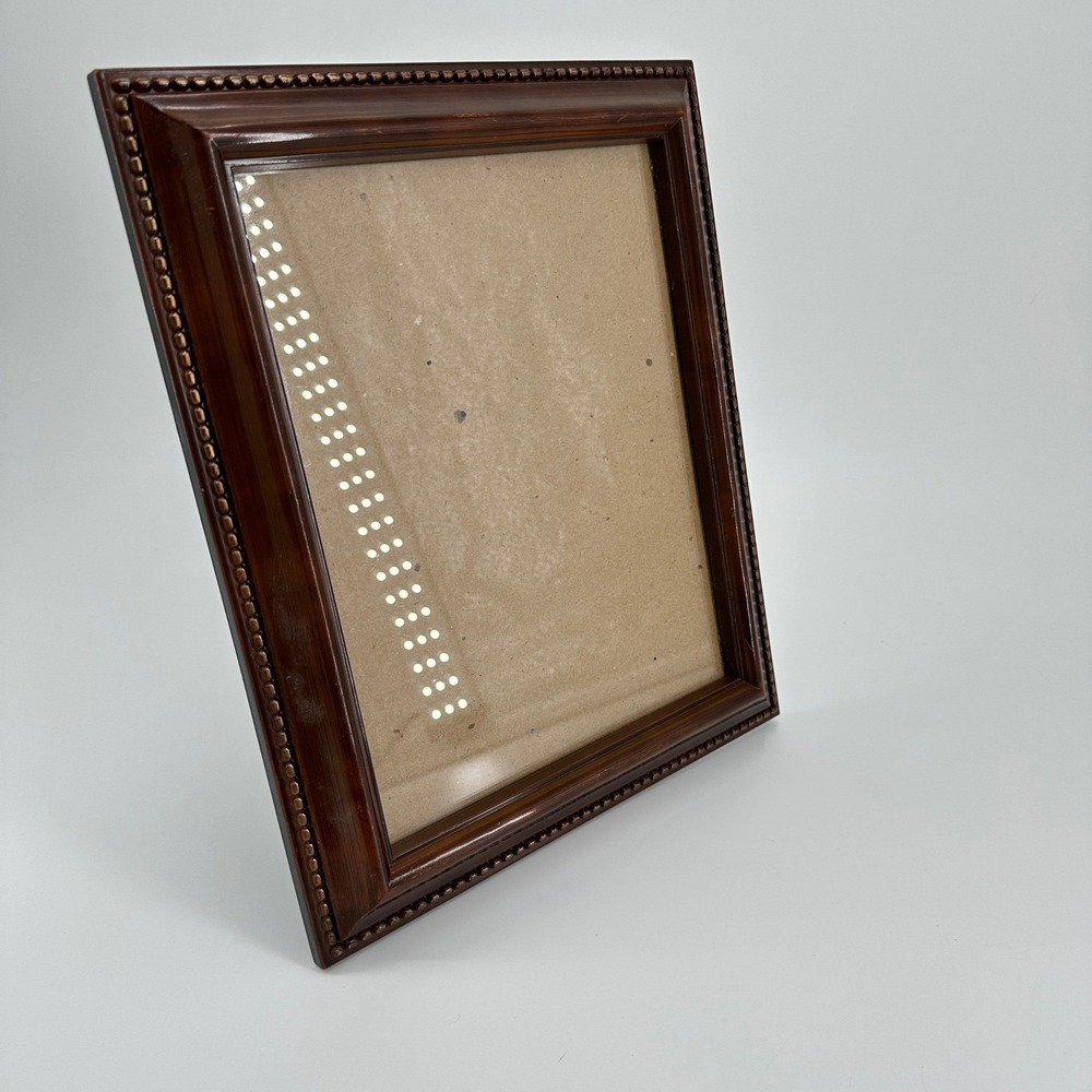 Mahogany Tone 8x10 Picture Frame Beaded Border Traditional Tabletop Wall Mount